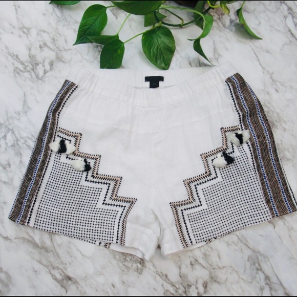 J. Crew Pants - J. Crew Linen Embroidered Tassel Shorts